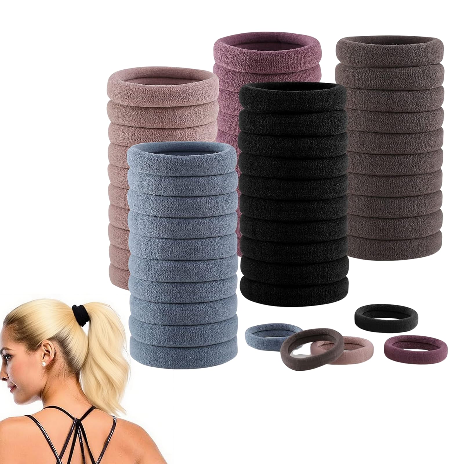 100 x Thick Hair Ties Bulk Hair Tie Stretch Ponytail Holder Thick and heavy curl