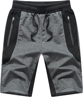 JustSun Mens Shorts Casual Sports with Elastic Waist Zipper Pockets