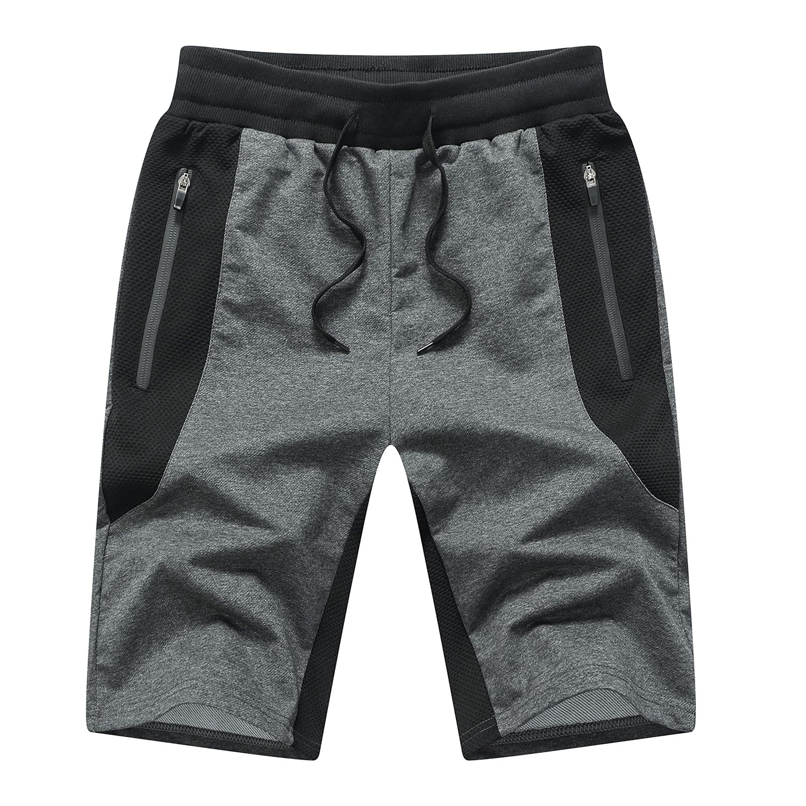 JustSun Mens Shorts Casual Sports with Elastic Waist Zipper Pockets