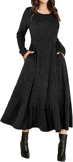 ANRABESS Womens Fall Long Sleeve Midi Dress