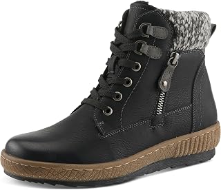 Spring Step Relife Karlene Waterproof Ankle Boots for Women | Shoes for Women with Sweater Top, Decorative Zipper and Cozy Sherpa Lining