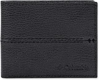 Columbia Mens RFID Slim Bifold Wallet With ID Window Black Center Stitch