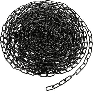 MUXHEL 1/8'' x 49.2Ft Length Carbon Steel Coil Chain, Black Heavy Duty Chain Links, Metal Chain for Indoor and Outdoor Hanging, Pet Chain, Security Lock Chain