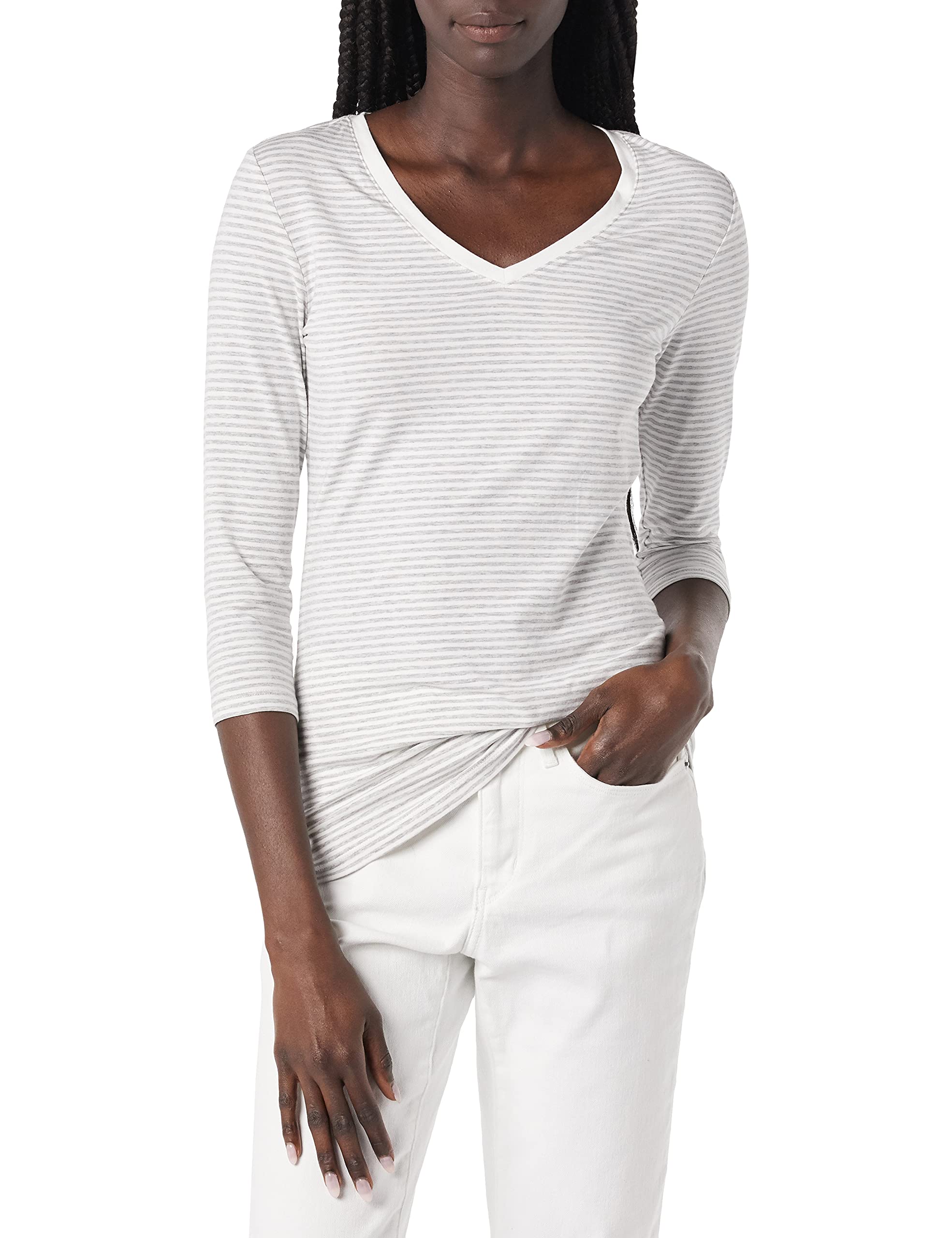Amazon Essentials Women's T-Shirt 3/4 Sleeves and V-Neck, Classic Fit (Available