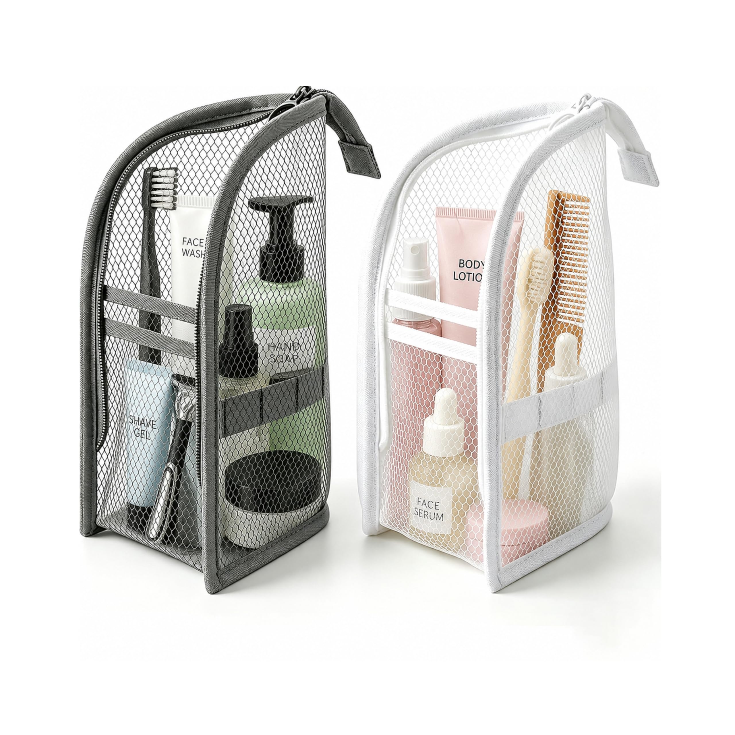 2PCS Travel Toiletry Bag, Stehender Toothbrush Holder Travel, Wasserdicht | Port