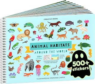 Cupkin Animal Habitats Sticker Book | 12 Coloring & Activity, 500+ Stickers | Spiral-bound kids craft format with 12 activity scenes, 12 art pages, side-by-side viewing and easy-peel design for ages 2–8