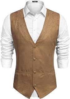 COOFANDY Men's Fashion Sleeveless Collar Denim Vest Jacket