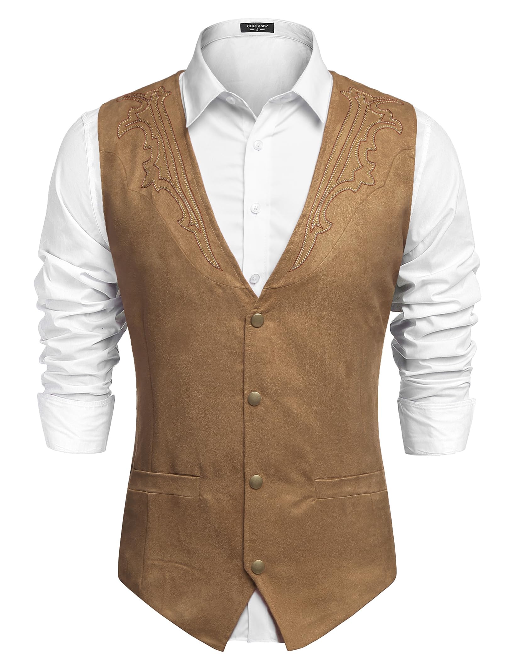 COOFANDY Men's Fashion Sleeveless Collar Denim Vest Jacket