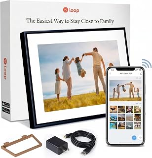 Loop WiFi Digital Picture Frame 10.1" Touchscreen Electronic Photo Video | Photo Frame with Slideshow, Video by Text or App, 16GB, HD 1280x800, No Subscription, Gift for Grandparents and Family