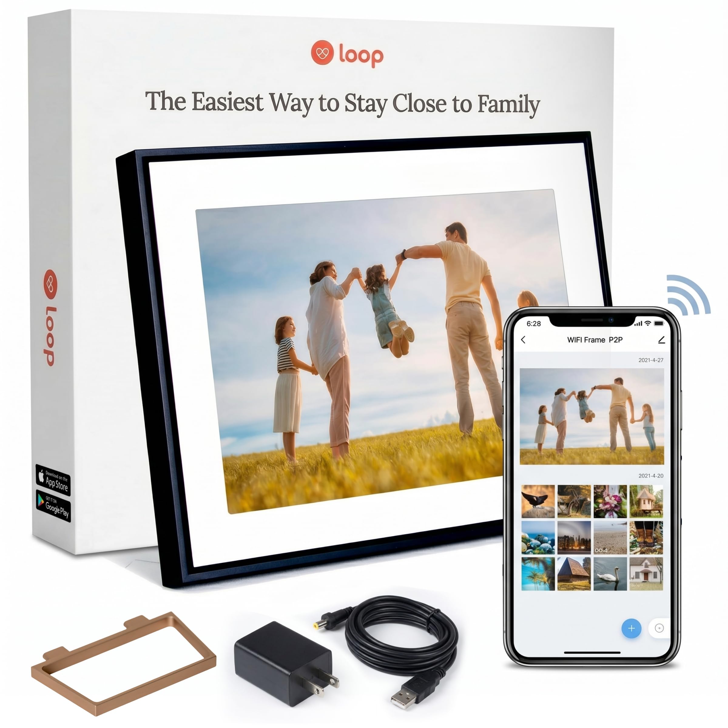 Loop WiFi Digital Picture Frame 10.1" Touchscreen Electronic Photo Video | Photo