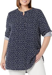 Amazon Essentials Women's Long-Sleeve Relaxed Fit Popover Blouse, Collared Business Casual Work Shirt