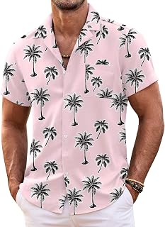 COOFANDY Mens Hawaiian Shirt Short Sleeve Floral Button Down Shirts Tropical Summer Beach Shirts Camp Collar Shirt