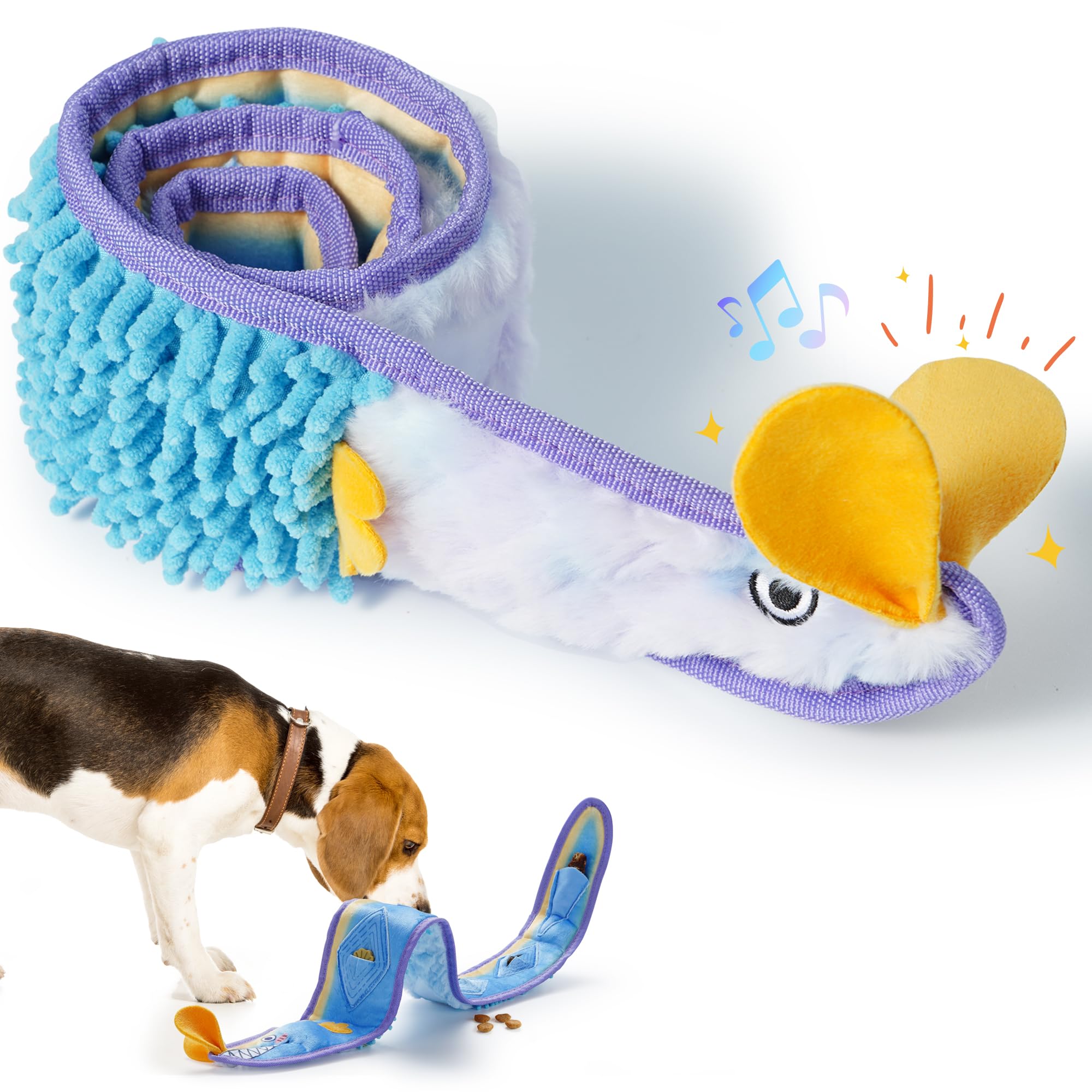 Nocciola No Stuffing EEL Dog Squeaky Toys - Snuffle Dog Toys for Stimulating, Du