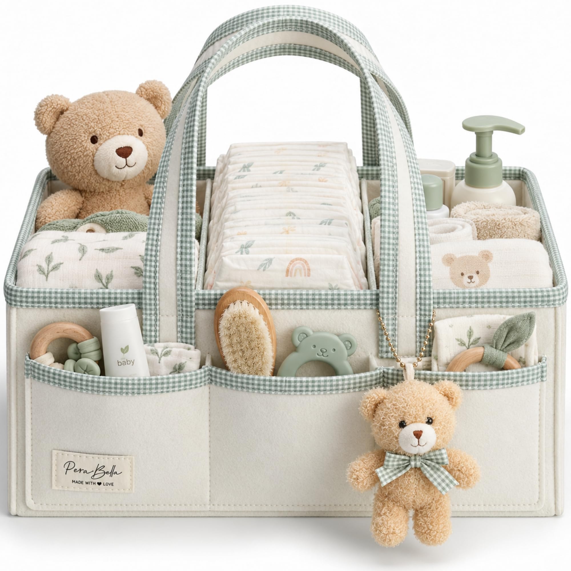 PeraBella XL Diaper Caddy Organizer With Handle, Baby Shower Gifts Basket Bag, R
