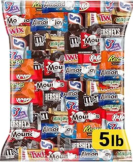 Chocolate Candy Variety Pack 5 lb - Individually Wrapped Fun Size Candy | Milk & Dark Chocolate Assortment, Mini Bars, Halloween, Goodie Bags, Office Snacks, Party Favors, Candy Bowl, Bulk Assorted