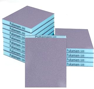 Pack of 12 Sanding Sponge Dry & Wet Sandpaper 320 Grit Coarse Fine Sandpaper Set Flexible Sanding Sponges Emery Paper for Wood, Metal, Wall, Paint, Car Paint