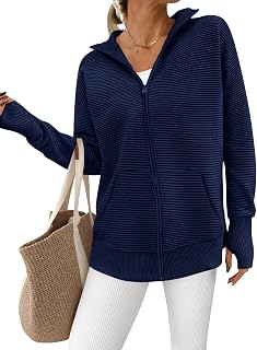 PRETTYGARDEN Womens Long Sleeve Zip Up Ribbed Cardigan Sweaters