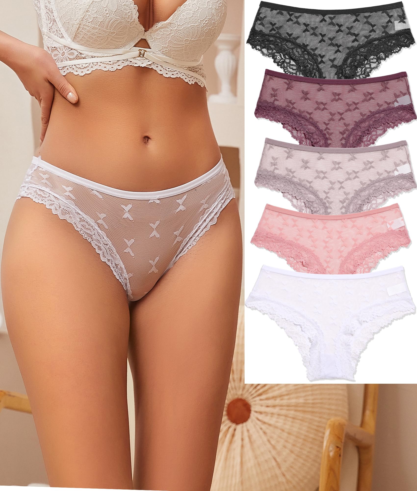Women Seamless Underwear Sexy Lace Waistband Panties Soft Breathable Bikini Hips