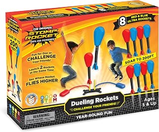 Stomp Rocket Original Dueling Rocket Launcher for Kids, 8 Rockets | Fun Outdoor Toys for Boys & Girls, Ages 5 & Up - Soft Foam Tipped Blaster Set with Mutiplayer Launch Stand Soars Up to 200ft