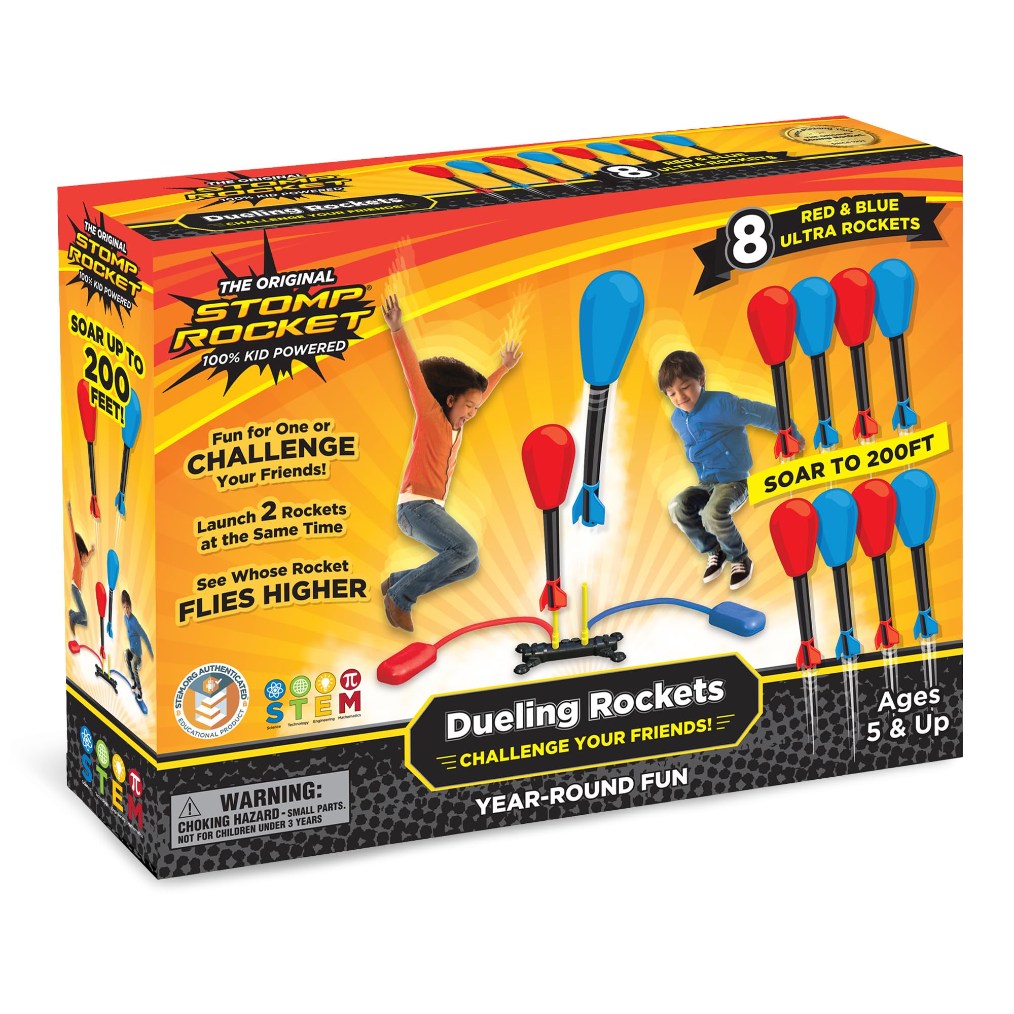 Stomp Rocket Original Dueling Rocket Launcher for Kids, 8 Rockets | Fun Outdoor 