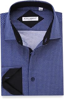 Alex Vando Mens Printed Dress Shirts Long Sleeve Regular Fit Fashion Shirt