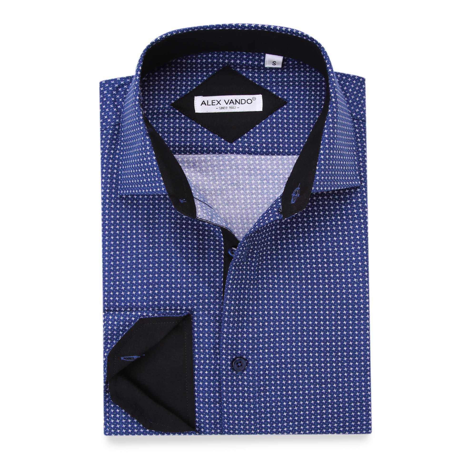 Alex Vando Mens Printed Dress Shirts Long Sleeve Regular Fit Fashion Shirt