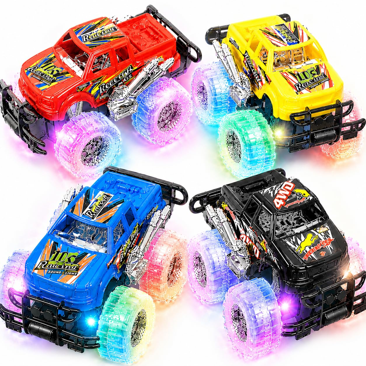 ArtCreativity Light Up Monster Truck Toys for Toddler Boys, Toy Cars Gift | Push
