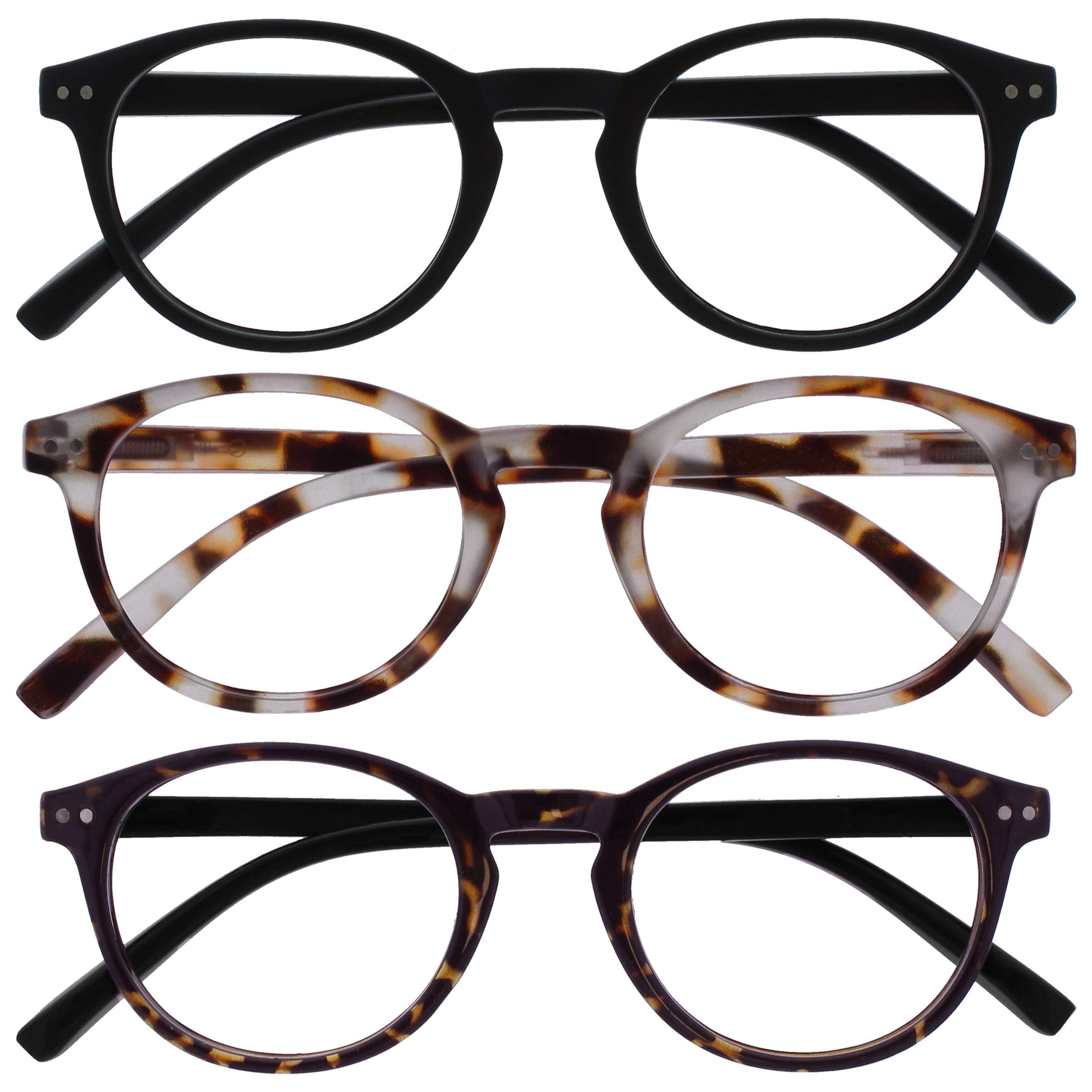 OPULIZE Zen Pack 3 Reading Glasses Black Light Dark Brown Small Men Women RRR24-