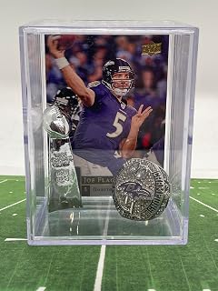 Baltimore Ravens 2013 Super Bowl XLVII Replica Championship Ring & mini Lombardi Trophy Shadowbox w/Joe Flacco Card