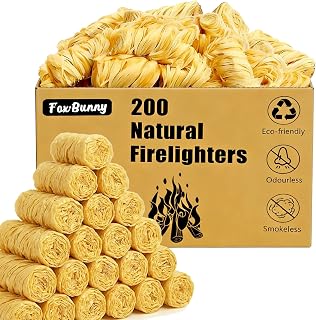 200 Firelighters - Natural Firelighters | Fast lighting & Odourless, Fire Lighters For Wood Burners & BBQ Ovens, Stoves & Fireplaces