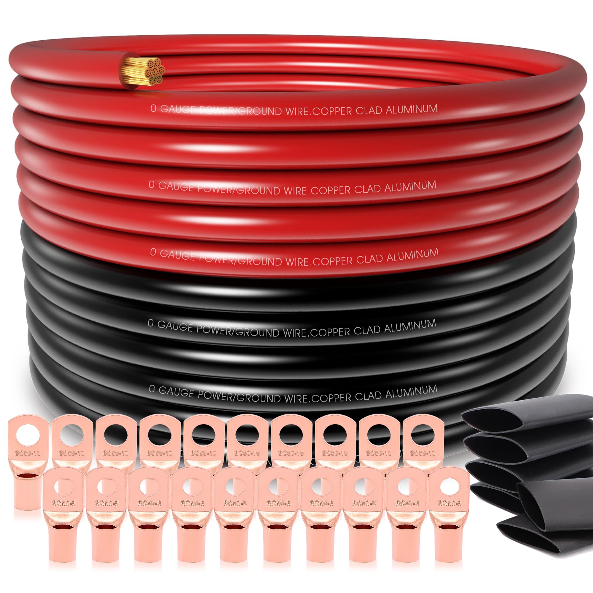 40FT 1/0 Battery Cable CCA,0 Gauge Wire with lugs for Amp,Winch,Automotive | 0 G