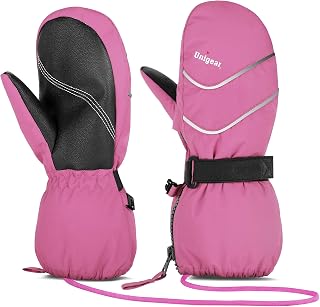 Unigear Kids Mittens Waterproof Winter Snow Ski Mittens with String for Boys Girls
