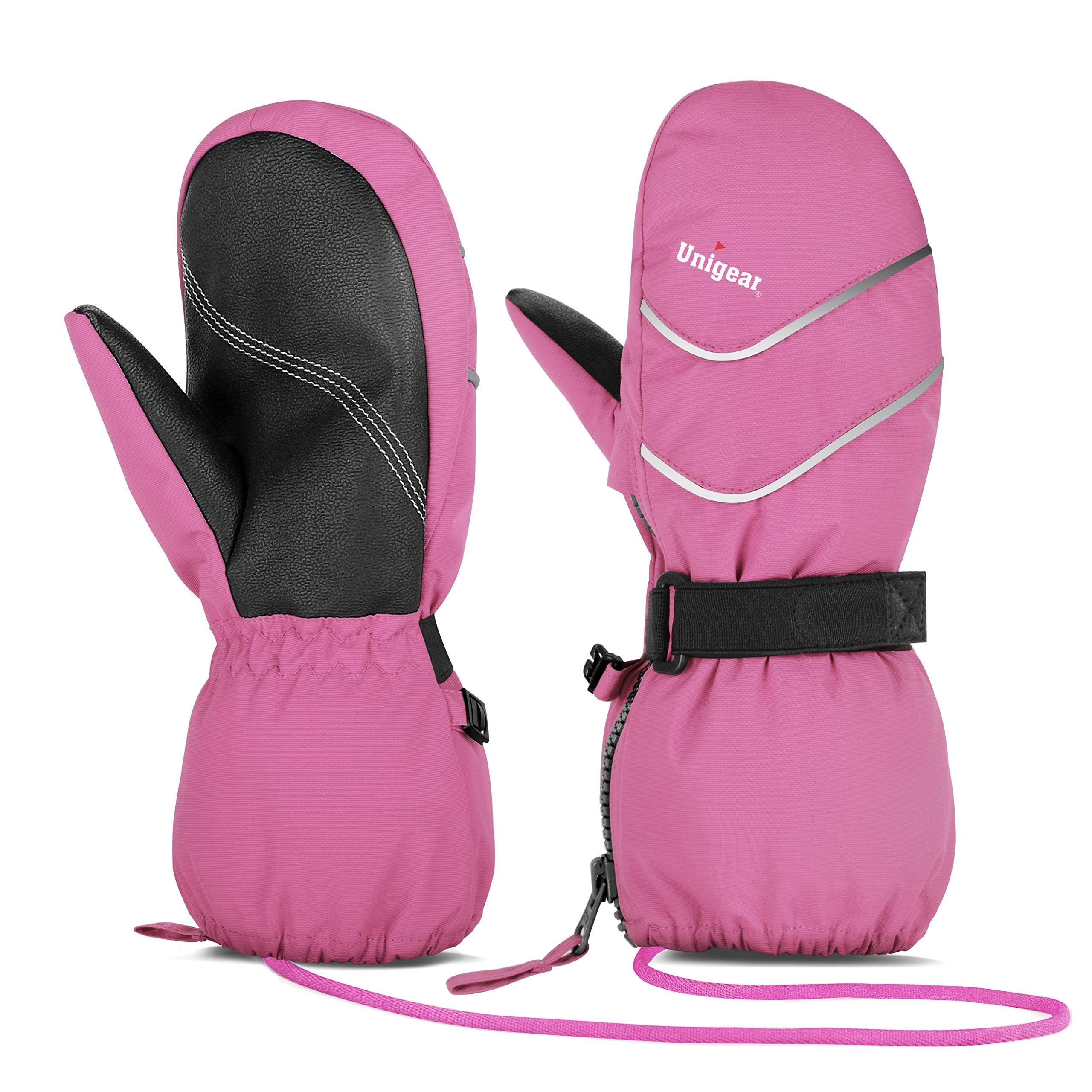 Unigear Kids Mittens Waterproof Winter Snow Ski Mittens with String for Boys Gir