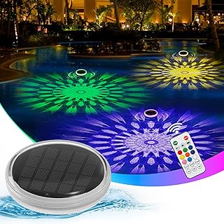 MATEPROX Solar Floating Pool Lights, Rechargeable RGB Pool Light with Remote Control, 9 Lighting 3 Mode, IPX7 Waterproof for Swimming Pool, Garden, Bathtub, Indoor Parties(1 PCS)