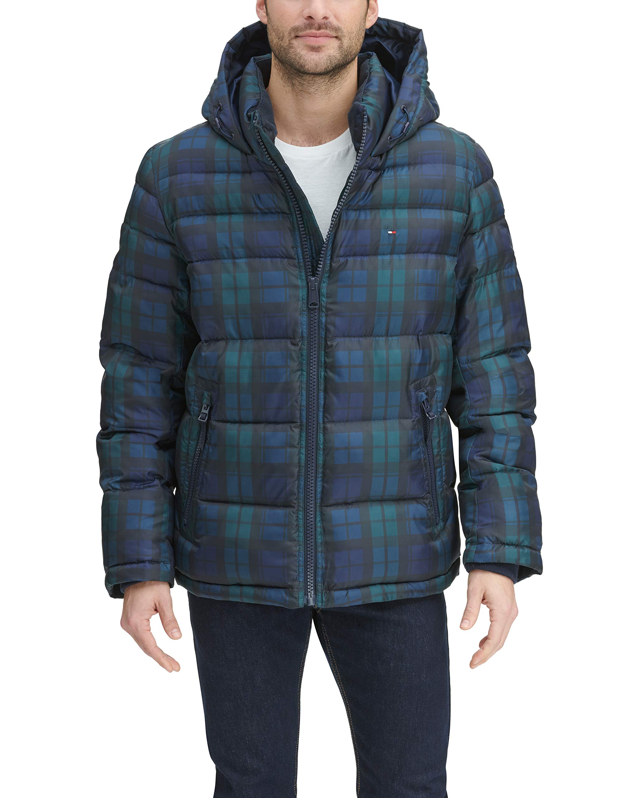 Tommy Hilfiger Down Alternative Hooded Puffer Jacket (Standard And Big & Tall) M