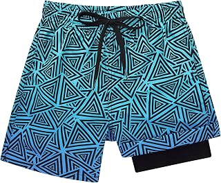 kids4ever Swimming Trunks Boys Children Swimming Shorts with Compression Liner 2 in 1 Quick Drying Beach Shorts Surf Shorts Short Swimming Trunks 7-18 Years