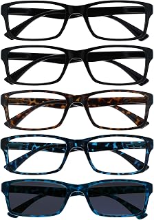 OPULIZE The Company Reading Glasses Black Brown Blue Readers With Blue Sun Readers Value Pack 5 Men Women RRRRS92-11233 +1.50