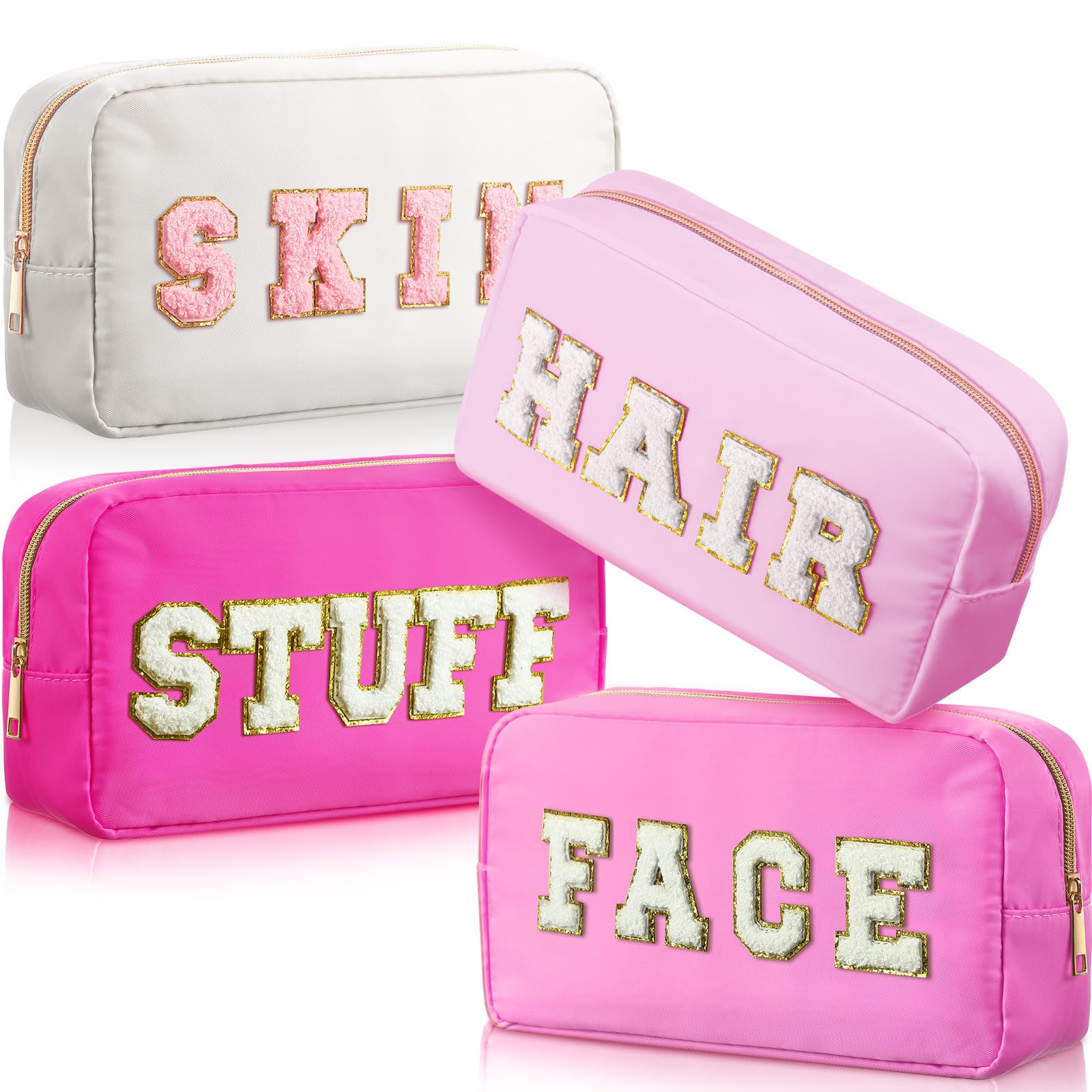 Remerry 4 Pcs Nylon Makeup Bags Waterproof Spacious Travel Cosmetic Bag for Wome