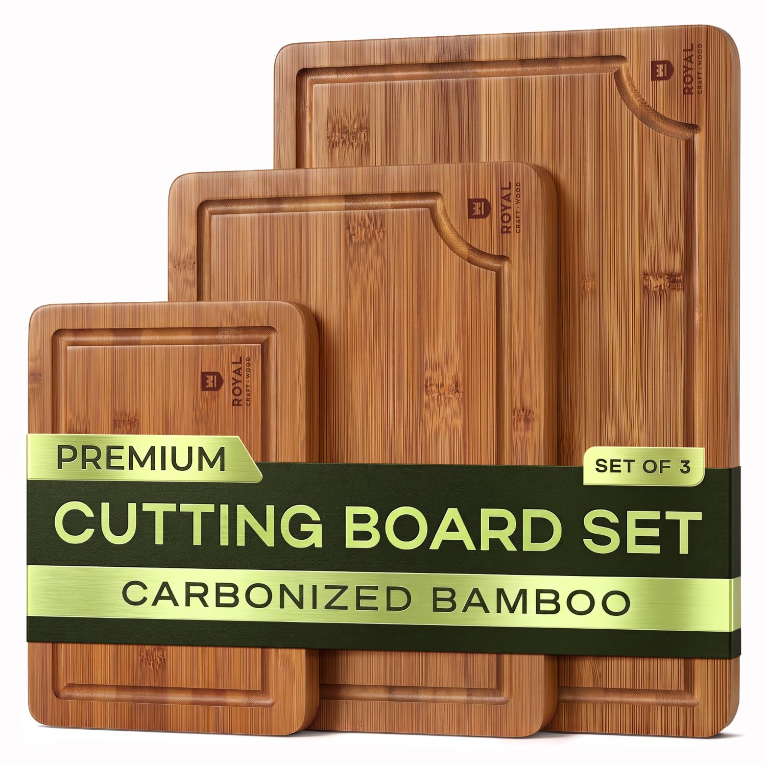 ROYAL CRAFT WOOD Wooden Cutting Boards for Kitchen Appliances - Non Toxic Bamboo