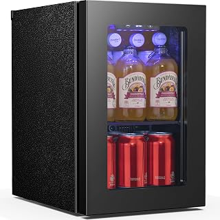 Antarctic Star 18L Mini Fridge 24 Can,Beverage Refrigerator with Quiet Compressor LED Light,Small Cooler with Electronic Temperature Control for Home/Office/Dorm/Bar.