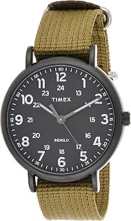 Timex Weekender XL Men's Watch 43 mm Black Case Olive Fabric Strap TW2U68200