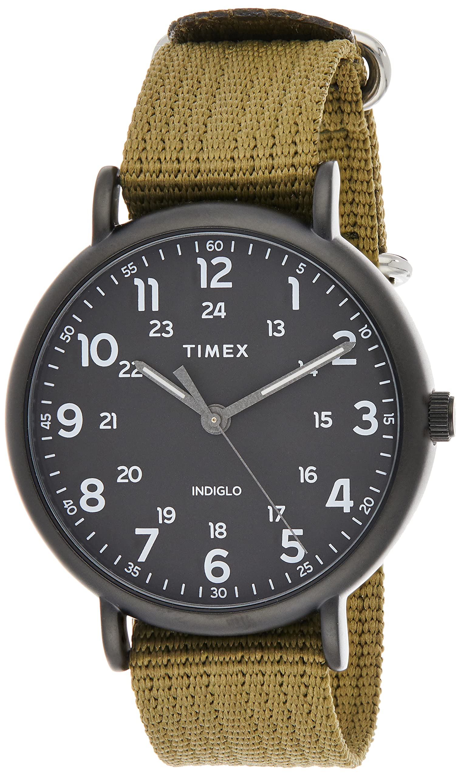 Timex Weekender XL Men's Watch 43 mm Black Case Olive Fabric Strap TW2U68200