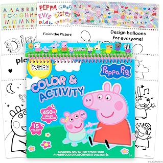 Fashion Angels Peppa Pig Coloring & Activity Portfolio, for Kids Ages 6+ | Includes 15 Coloring Posters & 450+ Stickers on 4 Sticker Sheets for Creative Fun, Arts & Crafts Activity for Boys & Girls