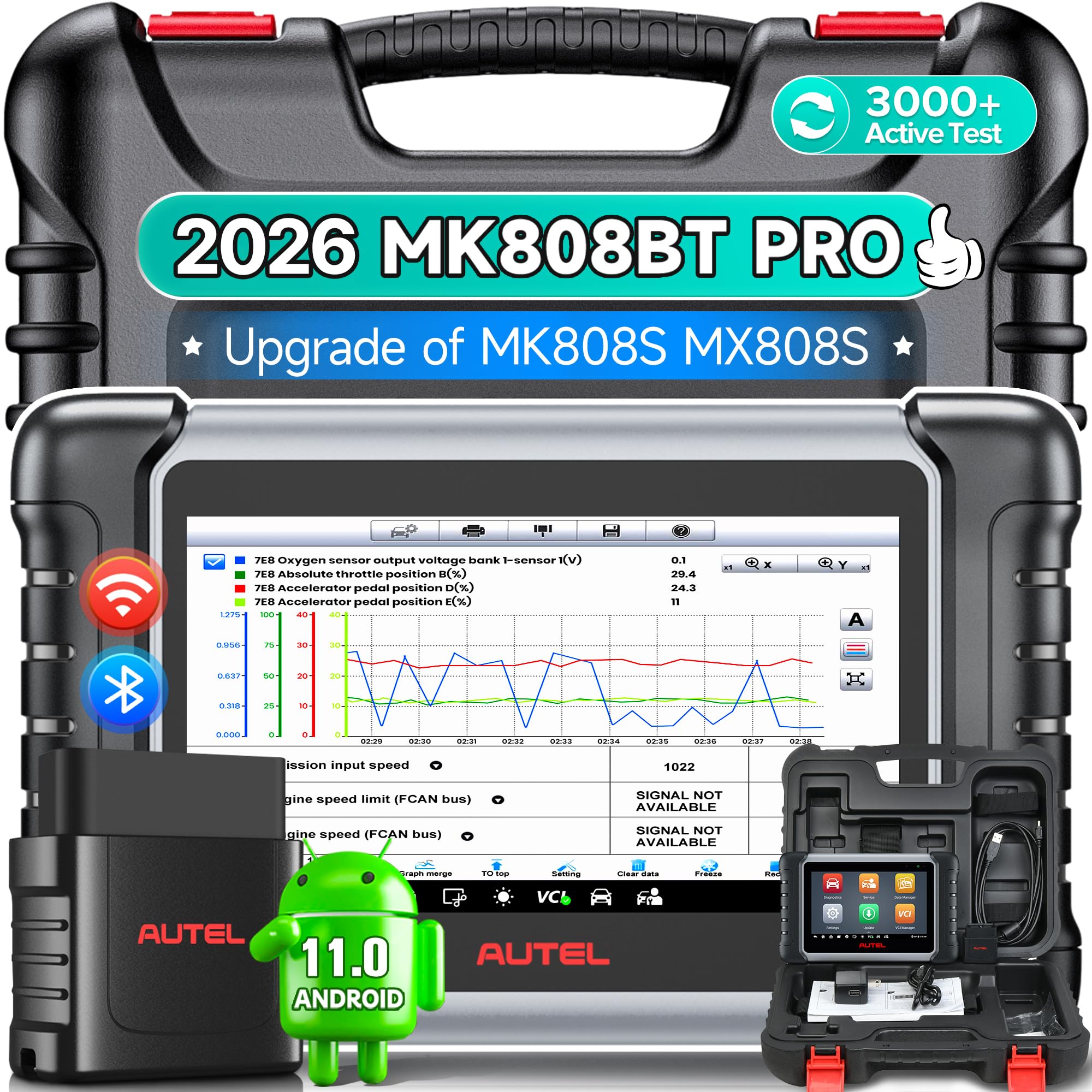 Autel MaxiCOM MK808BT PRO, 2026 3K+ Bidirectional, 4G+64G 2.4G & 5G WiFi