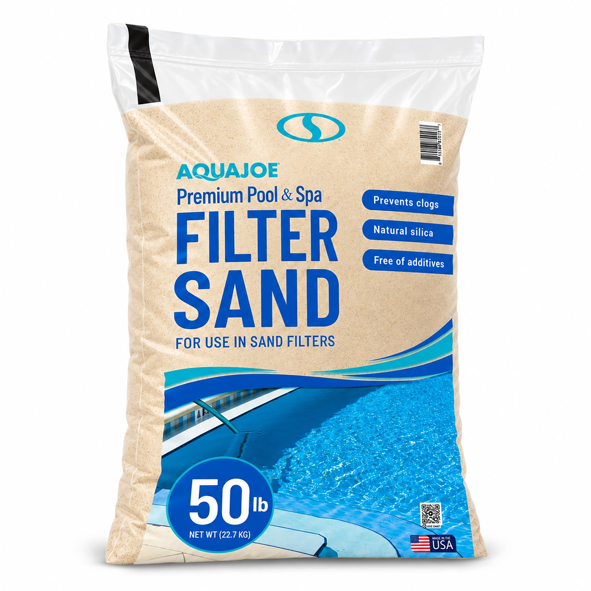 Aqua Joe Premium Pool & Spa Filter Sand, 50 Lb Bag, FLTSAND50 | Natural Silica, 
