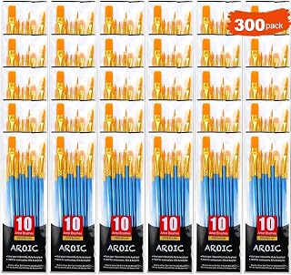 AROIC Painting Brush Set, 30 Packs/300 Pieces, Nylon Brush Head