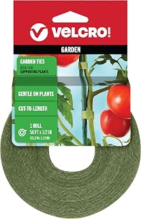 Velcro Brand VEL-30071-USA ONE-WRAP Garden Ties | Plant Supports for Effective Growing | Strong Grips are Reusable and Adjustable | Cut-to-Length, 50 ft x 1/2 in, Green-Recycled Plastic