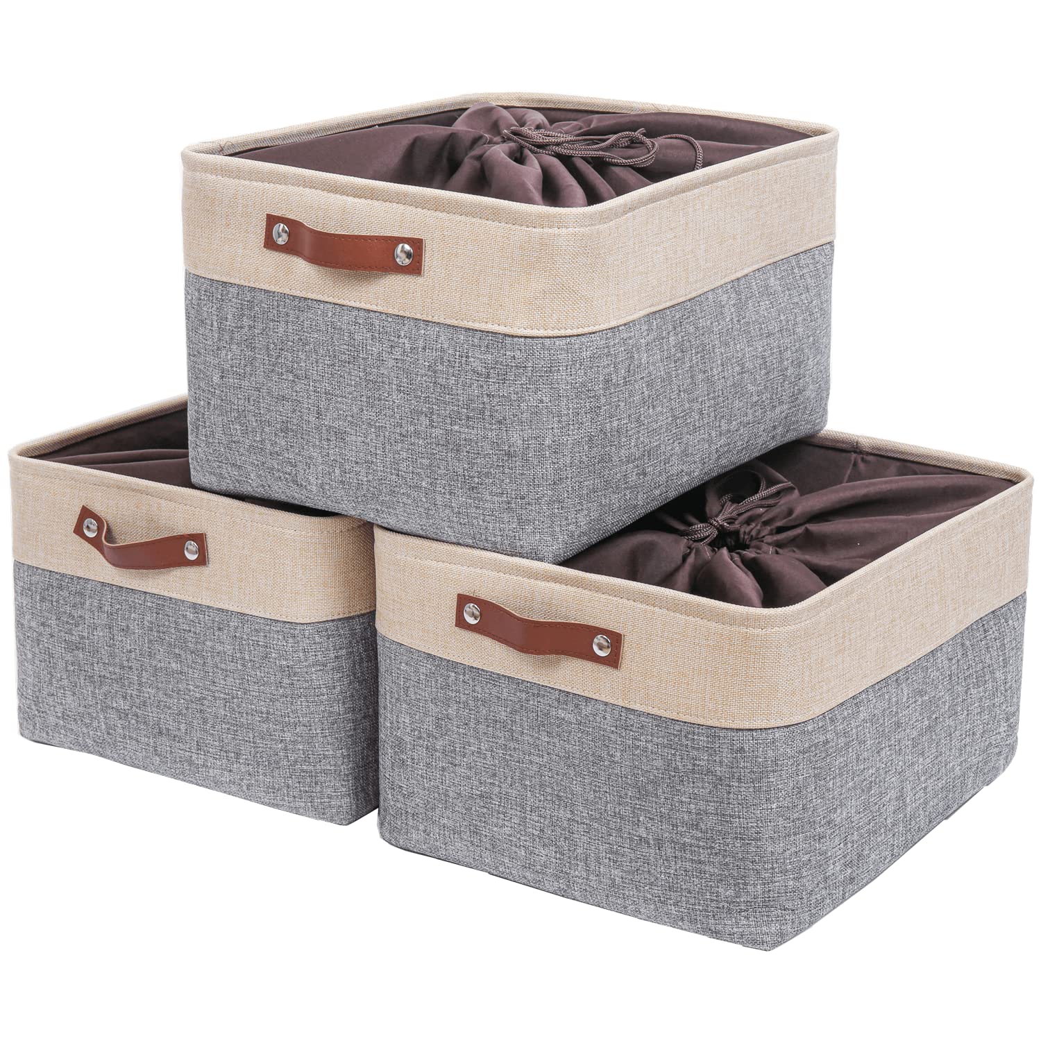 Mangata Fabric Storage Boxes, Thickened Canvas Storage Baskets with Handle for S