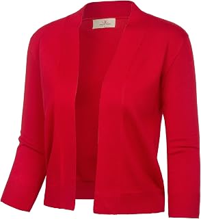 GRACE KARIN Women Cardigan Sweaters Lightweight Knit Cropped Cardigans Trendy 3/4 Sleeve Shrug Bolero S-3XL
