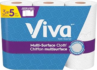Viva Multi-Surface Cloth Paper Towels, 3 Big Rolls, 83 Sheets/Roll | 3 Big Rolls = 5 Regular, Choose-A-Sheet, Highly Absorbent, Minimal Lint, Versatile